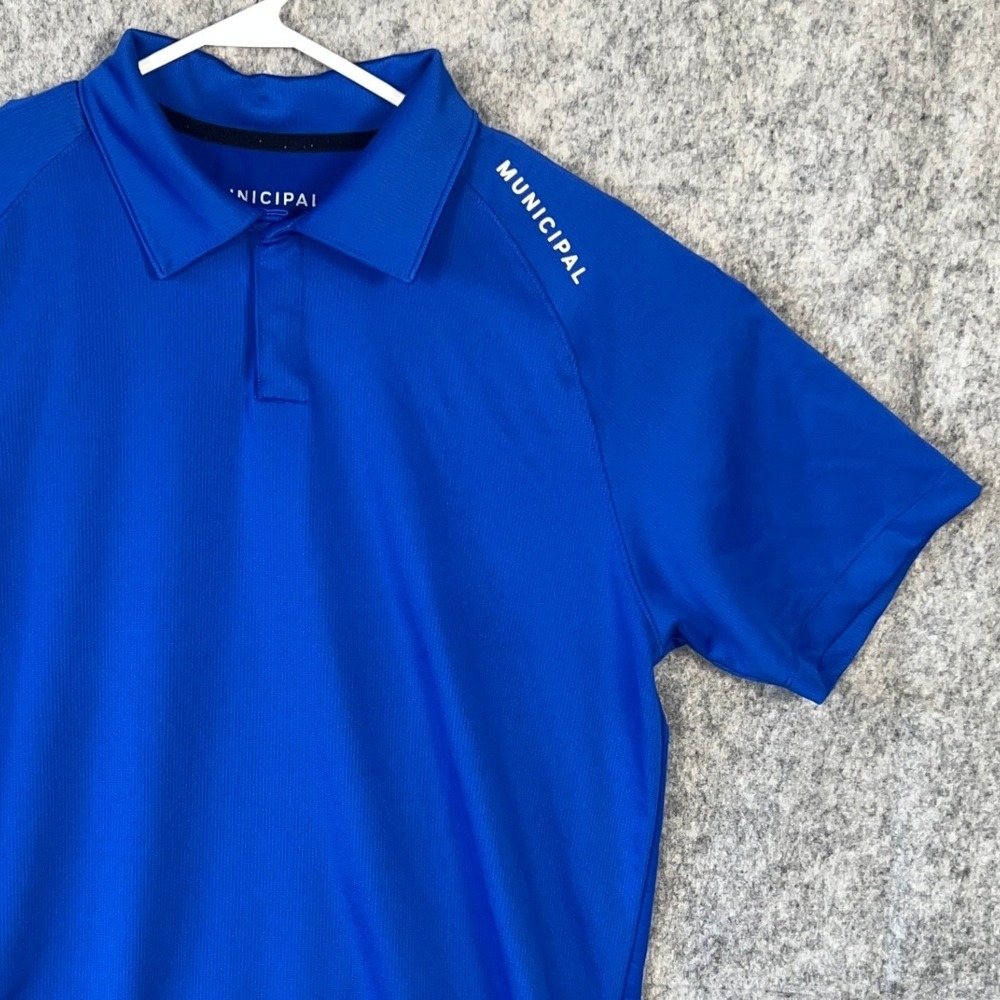 Municipal Men's Sport Polo Shirt Royal Blue Short Sleeve Size Large Logo Golf